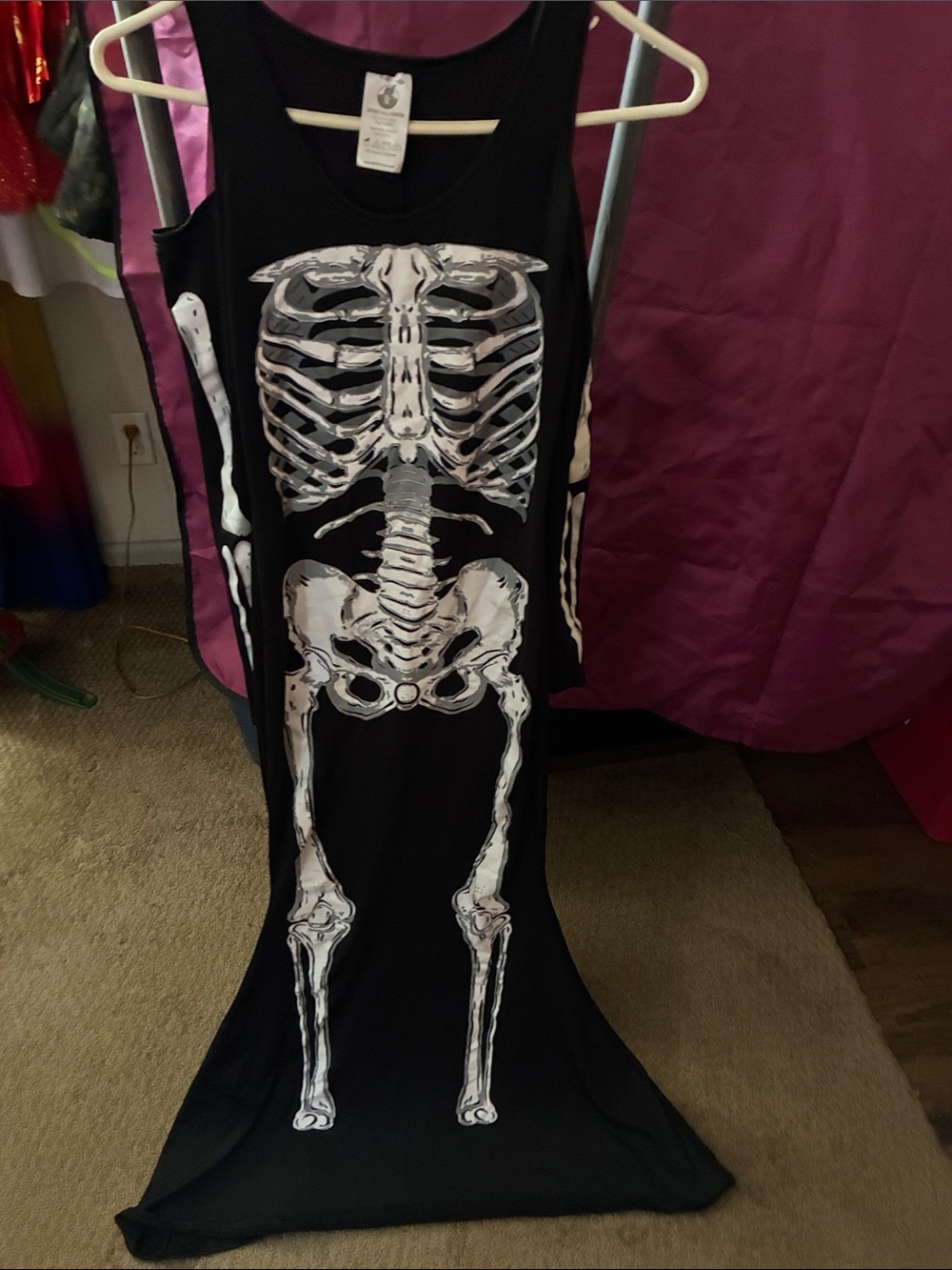 Black Skeleton Costume Dress - Skeleton Print